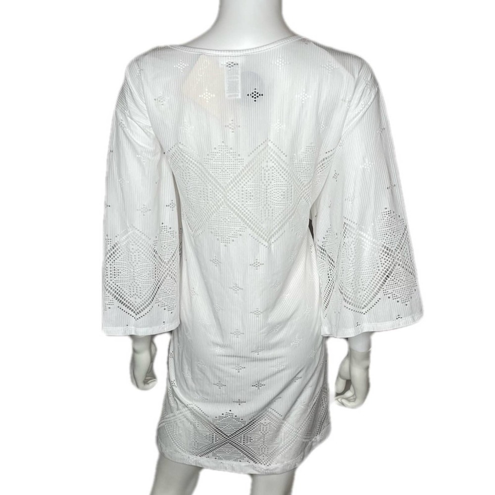 Dotti Women's White Tie Front Santorini Tile Tunic Swimsuit Cover-up sz L - Picture 4 of 4